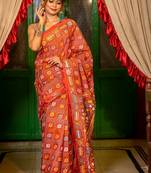 red woven faux silk blend blend kantha work all seasons sarees