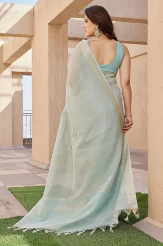pista tissue linen art silk blend weaving zari lining saree