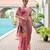 pink color chanderi cotton fabric weaving reshan flower designer ethnic saree