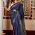 blue woven silk blend kantha work all seasons sarees