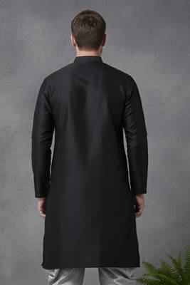 Black embroidered dupion silk kurta 2