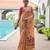 peach color chanderi cotton fabric weaving reshan flower designer ethnic saree