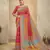 graceful ethnic pink color bollywood style crepe silk blend designer digital foil printed saree