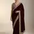 Maroon Color Plain With Embroidery And Sequins Work Viscose Velvet Saree