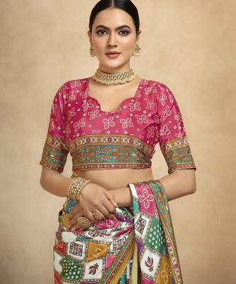 graceful ethnic multy style crepe silk blend digital foil printed saree 4
