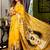 yellow woven silk blend kantha work all seasons sarees