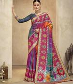 graceful ethnic multy color bollywood style crepe silk blend designer digital foil printed saree