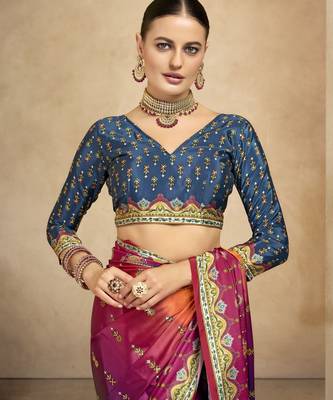graceful ethnic multy style crepe silk blend digital foil printed saree 4