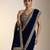 Navy Blue Color Plain With Embroidery And Sequins Work Viscose Velvet Saree