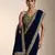 Navy Blue Color Plain With Embroidery And Sequins Work Viscose Velvet Saree