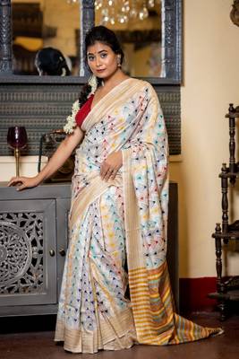 off white hand woven katan silk blend kantha work all seasons sarees 2