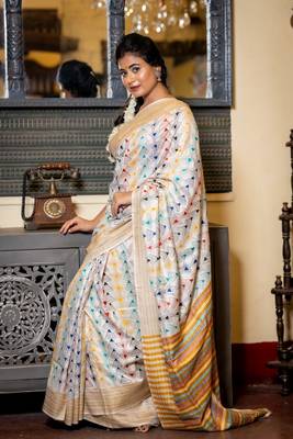 off white hand woven katan silk blend kantha work all seasons sarees 3