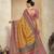 graceful ethnic yellow color bollywood style crepe silk blend designer digital foil printed saree