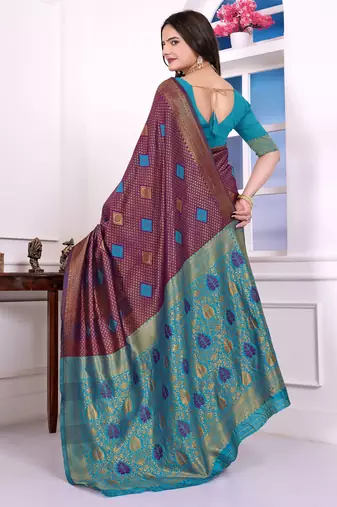 purple festive special traditional art silk blend woven saree