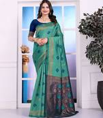 rama color festive special traditional art silk woven designer saree