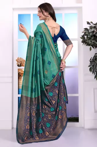 rama festive special traditional art silk blend woven saree