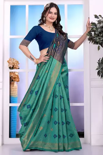 rama festive special traditional art silk blend woven saree