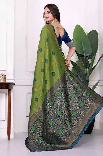 mahendi festive special traditional art silk blend woven saree