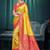 yellow color traditional kanjivaram silk blend blend saree with beautiful woven designer