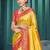yellow color traditional kanjivaram silk blend blend saree with beautiful woven designer