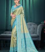 pista color traditional kanjivaram silk blend blend saree with beautiful woven designer