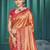 peach color traditional kanjivaram silk blend blend saree with beautiful woven designer