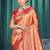 orange color traditional kanjivaram silk blend blend saree with beautiful woven designer