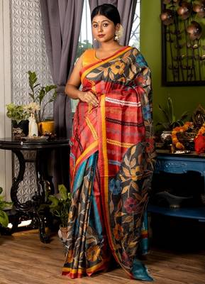 multicolor woven tussar kantha work all seasons sarees 1
