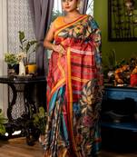multicolor woven tussar kantha work all seasons sarees
