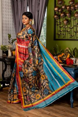 multicolor woven tussar kantha work all seasons sarees 3
