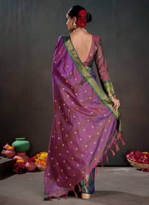 purple graceful art silk blend woven jacquard saree 2