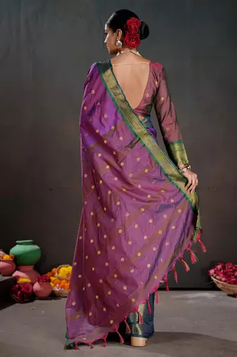 purple graceful art silk blend woven jacquard saree