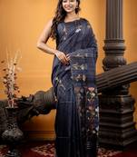 grey hand woven matka silk blend zari work all seasons sarees