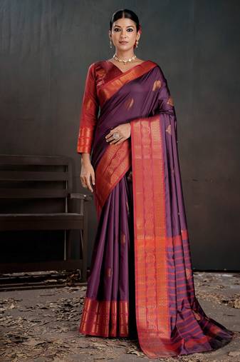 purple color beautiful woven jacquard designer art silk saree