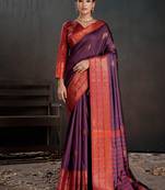 purple color beautiful woven jacquard designer art silk saree