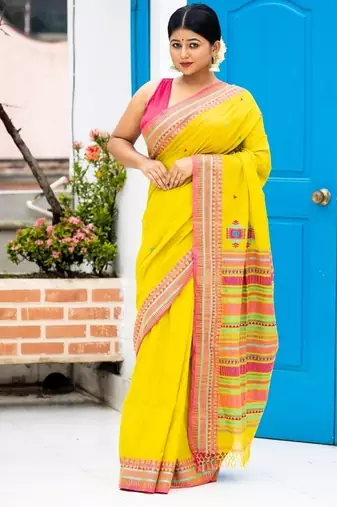 green hand woven cotton bengal handloom all seasons sarees