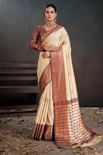 off white color beautiful woven jacquard designer art silk saree