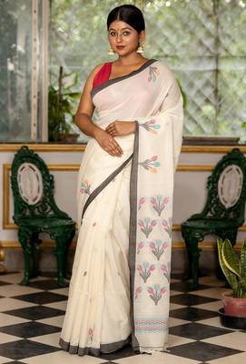 white hand woven cotton bengal handloom all seasons sarees 1