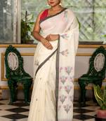 white hand woven cotton bengal handloom all seasons sarees