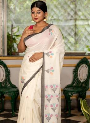 white hand woven cotton bengal handloom all seasons sarees 2
