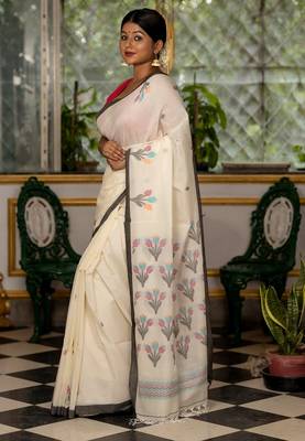 white hand woven cotton bengal handloom all seasons sarees 3