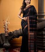 black hand woven matka silk blend zari work all seasons sarees