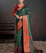 green color beautiful woven jacquard designer art silk saree