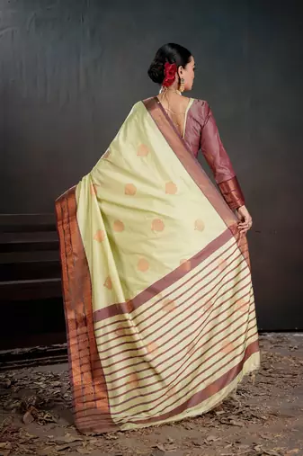 pista woven jacquard art silk blend saree