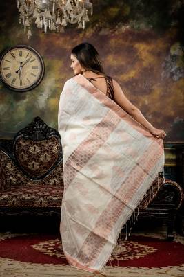 white hand woven silk blend zari work all seasons sarees 4