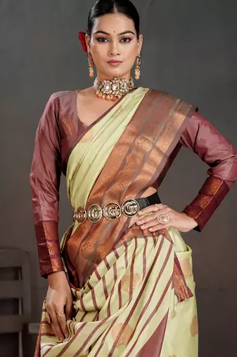 pista woven jacquard art silk blend saree