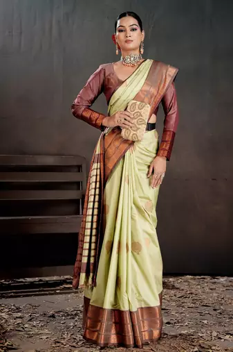 pista woven jacquard art silk blend saree