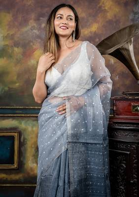 blue hand woven silk blend cotton zari work all seasons sarees 2