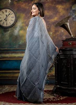blue hand woven silk blend cotton zari work all seasons sarees 4