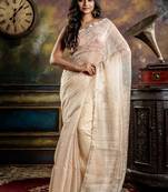 white hand woven silk blend cotton zari work all seasons sarees